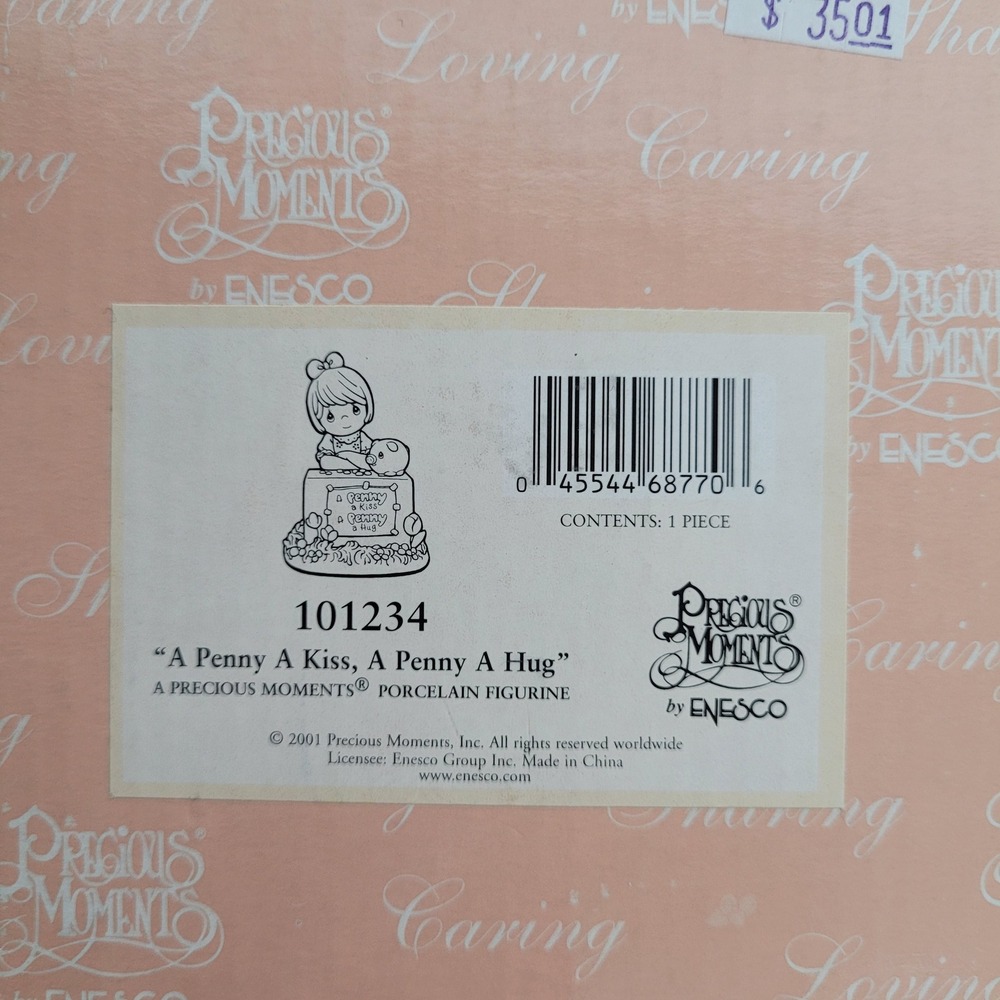 Precious Moments A Penny A Kiss A Penny A Hug Figurine 101234 Enesco 2001